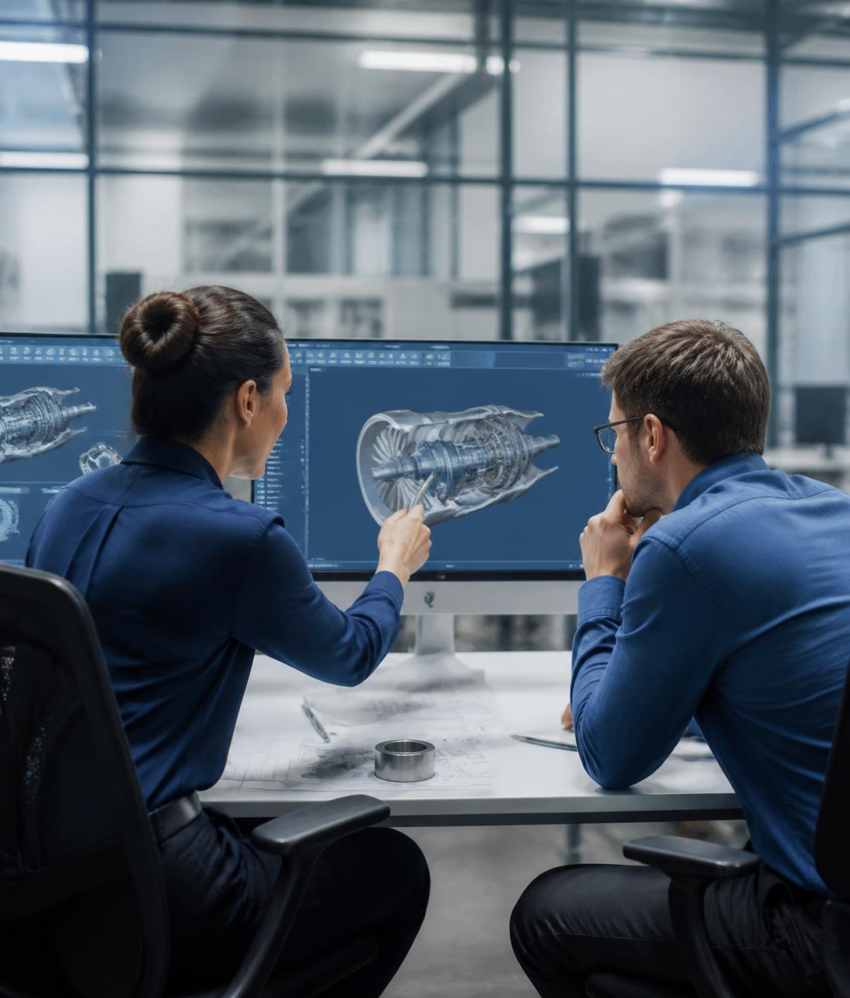 Ingénieurs analysant des données techniques sur un site industriel